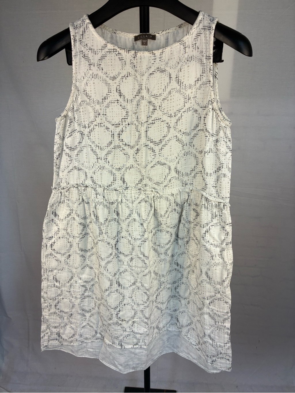 Lilla P 100% Cotton Block Print Tank Dress Pockets S